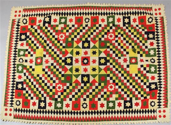 An 1855 Crimean military felt patchwork cover, 152cm x 218cm